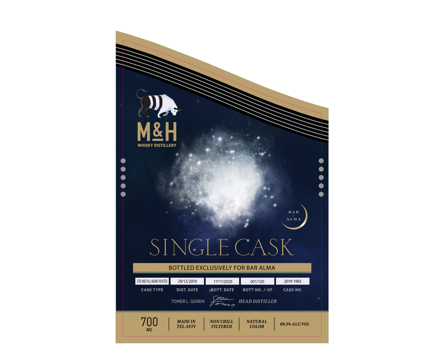 <2月14日発売 ご予約商品> M&H シングルカスク 2nd Fill STR 2019-2025 for BAR ALMA 69.3% 700㎖